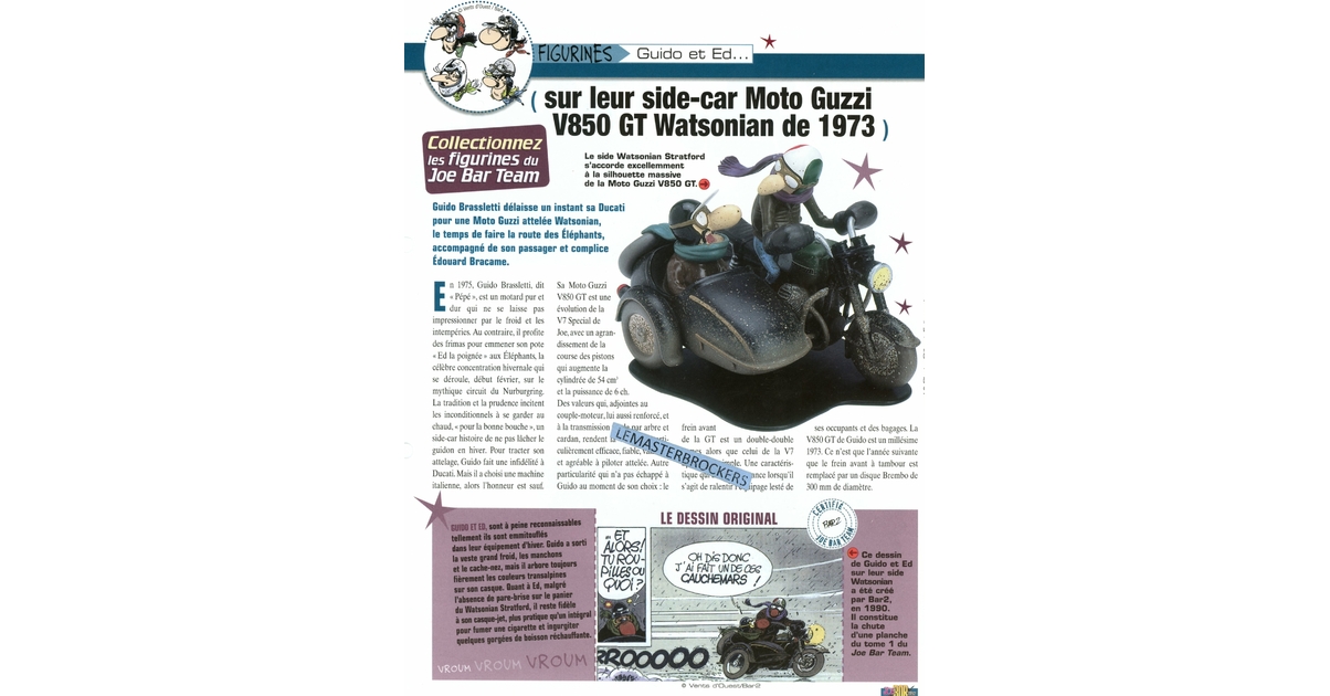 Figurine Joe Bar Team : Guido Et Ed En Side-car Sur Moto Guzzi V850 GT Watsonian